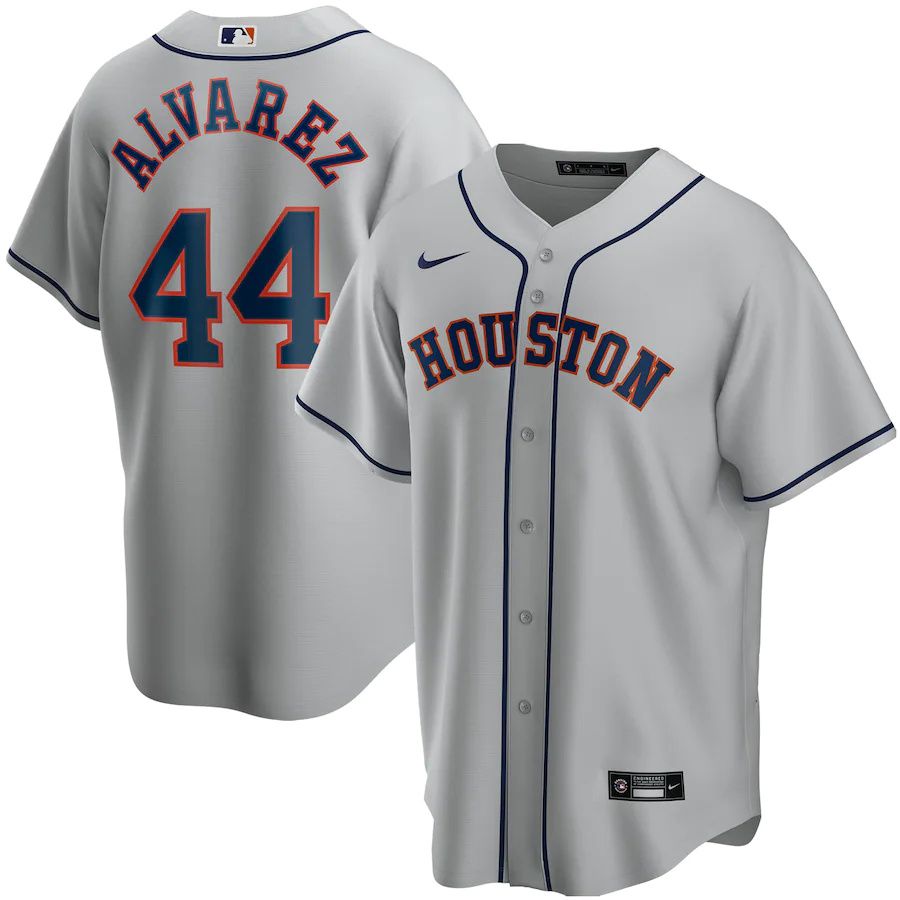 Cheap Mens Houston Astros 44 Yordan alvarez Nike Gray Road Replica Player MLB Jerseys
